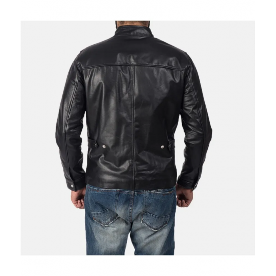 Rustic Black Leather Biker Jacket