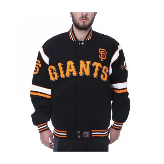 San Francisco Giants Embroidered Logo Black Varsity Wool Jacket