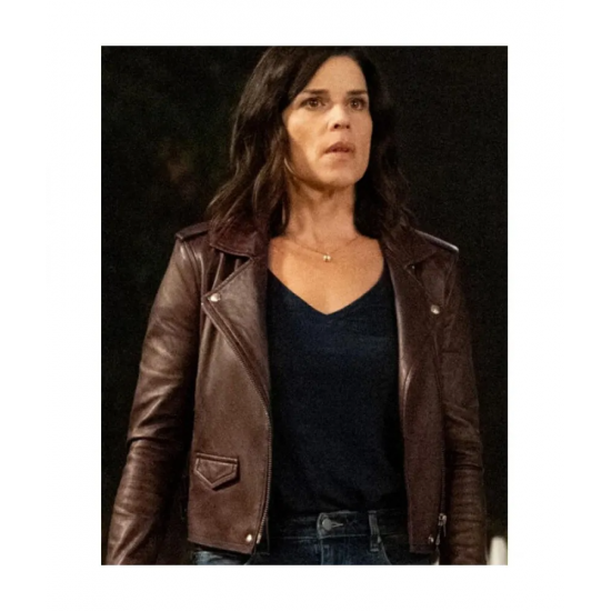 Scream 2022 Sidney Prescott Neve Campbell Brown Leather Jacket