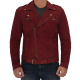 Sean Maroon Suede Biker Jacket Men