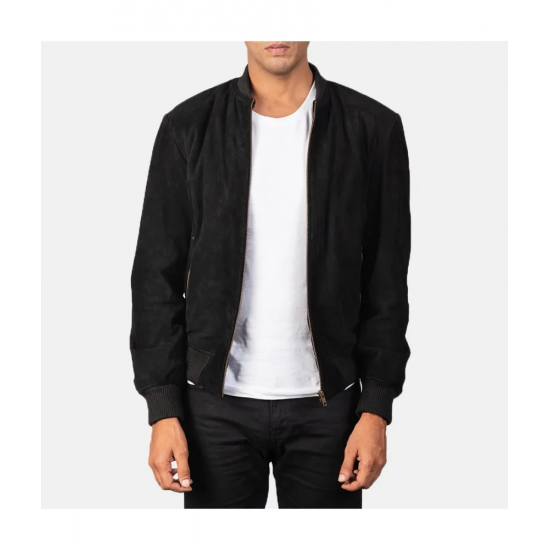 Shane Black Suede Bomber Jacket