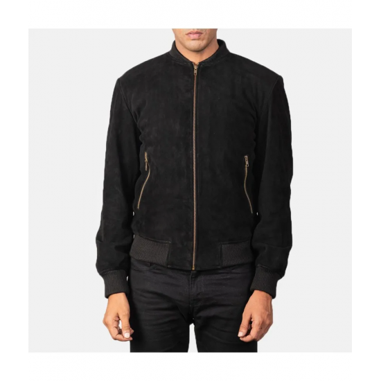 Shane Black Suede Bomber Jacket