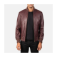 Shane Maroon Leather Bomber Jacket