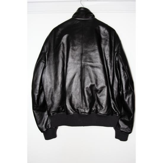 Sleek Black Leather Bomber Jacket by Acne Studios