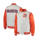 Starter Denver Broncos White and Orange Satin Jacket