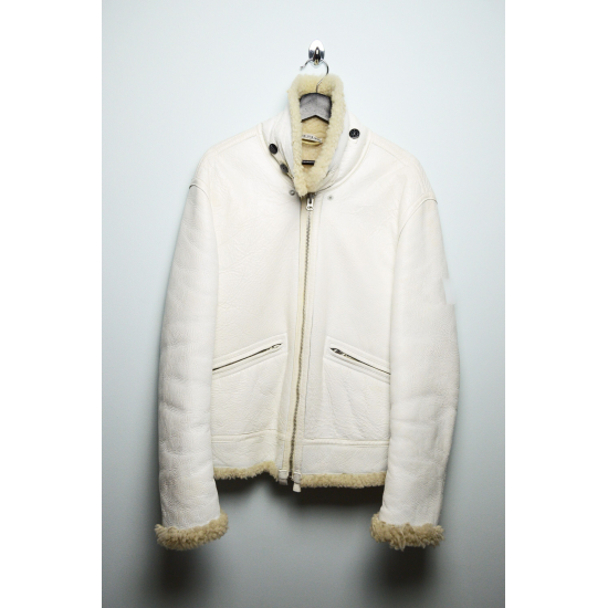 Stone Island Vintage Hand Painted White Shearling Jacket