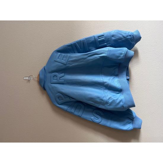 Supreme Gore Tex Infinium Windstopper Blue Leather Varsity Jacket