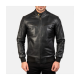 Sven Black Leather Bomber Jacket