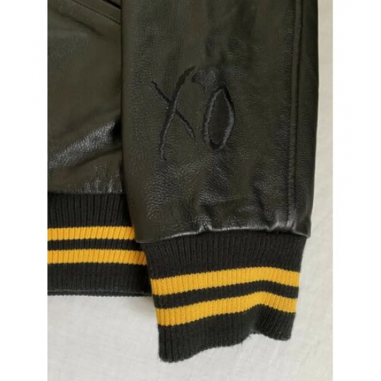 The Weeknd XO KOTF Leather Yellow Varsity Jacket