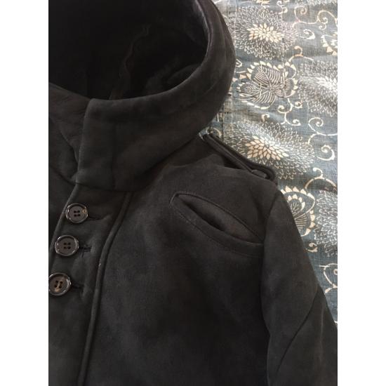 Undercover Old Mouton Black Leather Jacket Hoodie