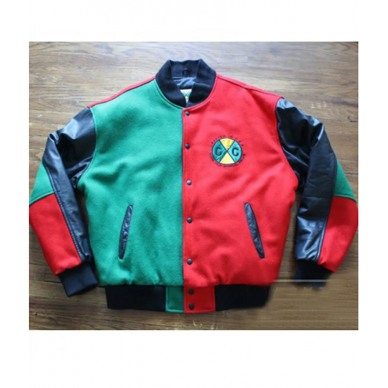 Varsity Cross Color Red and Green Jacket