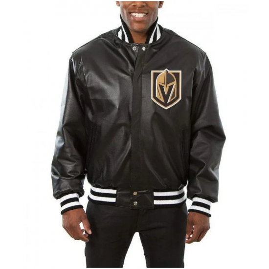 Vegas Golden Knights Varsity Black Leather Jacket