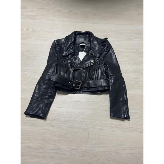 Vetements Men's XS Cropped Black Leather Biker Jacket