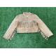 Vintage Beige Suede Leather Fringe Jacket