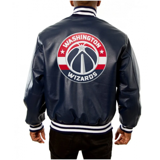 Washington Wizards Navy Blue Varsity Leather Jacket