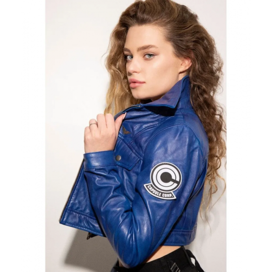 Women Future Trunks Capsule Corp Dragon Ball Purple Blue Leather Jacket