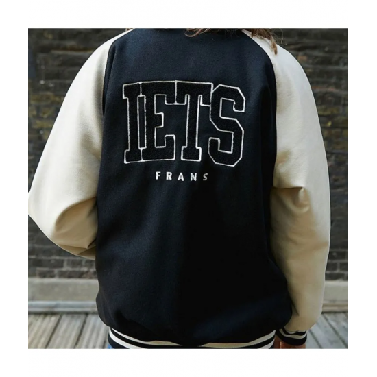 Women's White and Black Iets Frans Bomber Jacket