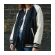 Women's White and Black Iets Frans Bomber Jacket