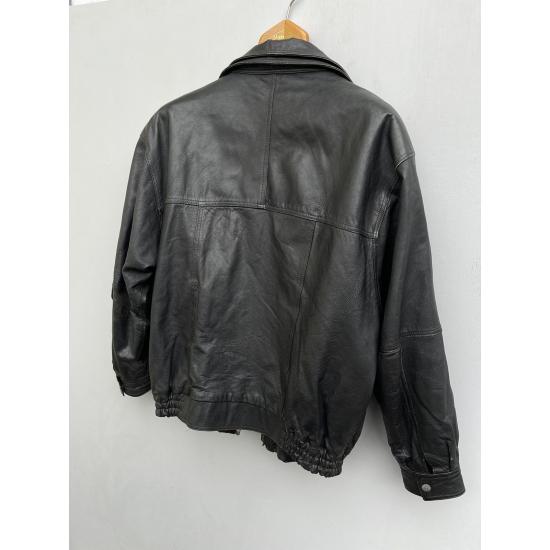 Y2K Archive Trashed Military USA Biker Moto Leather Jacket