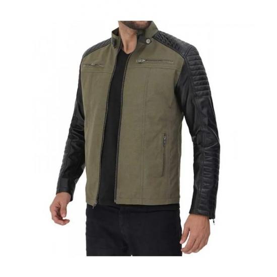 Darrell Green and Black Cafe Racer Men's Jacket