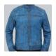 Dodge Cafe Racer Sky Blue Leather Jacket