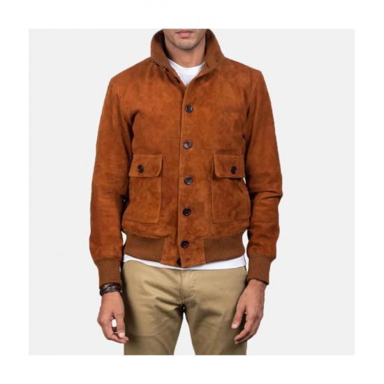 Eaton Brown Suede Bomber Jacket