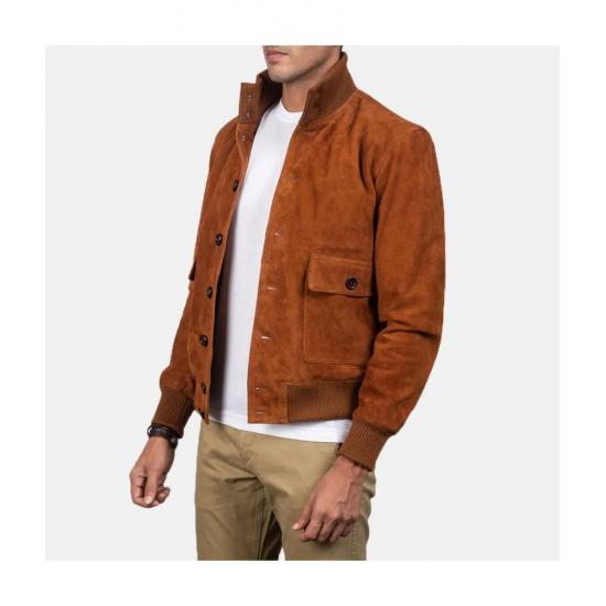 Eaton Brown Suede Bomber Jacket