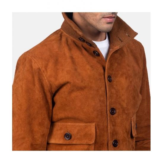 Eaton Brown Suede Bomber Jacket