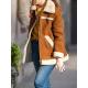 Elegant Karen Gillan Sheepskin Shearling Leather Jacket Coat