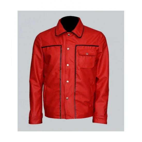 Elvis Presley Inspired Mens Red Leather Jacket