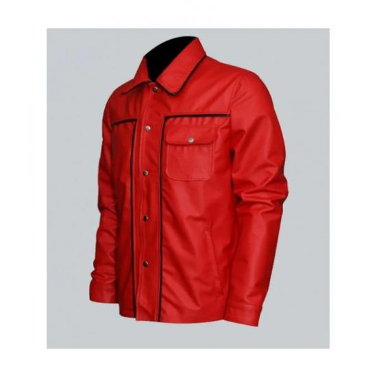 Elvis Presley Inspired Mens Red Leather Jacket