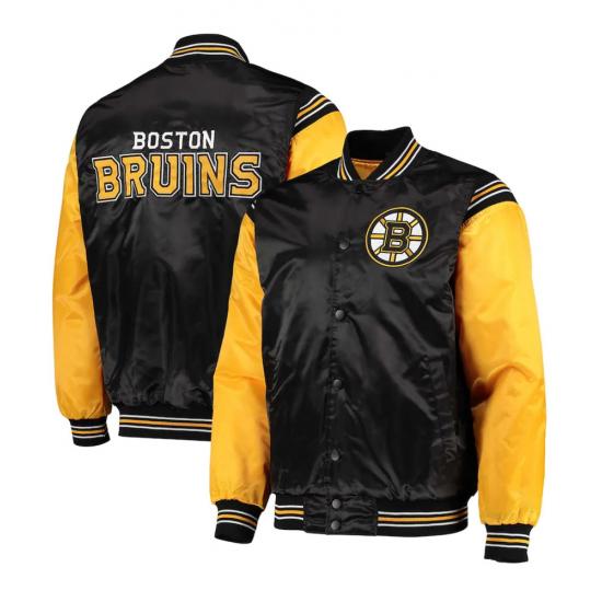 Enforcer Boston Bruins Yellow and Black Satin Jacket