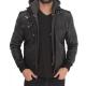 Ferndale Black Hooded Bomber Leather Jacket