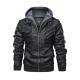 Ferndale Black Leather Jacket with Hood Mens