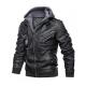 Ferndale Black Leather Jacket with Hood Mens