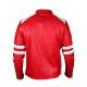 Fight Club Brad Pitt Leather Coat Jacket Red and White Strip