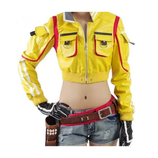 Final Fantasy 15 Cindy Yellow Leather Jacket with Hammer Head Patch