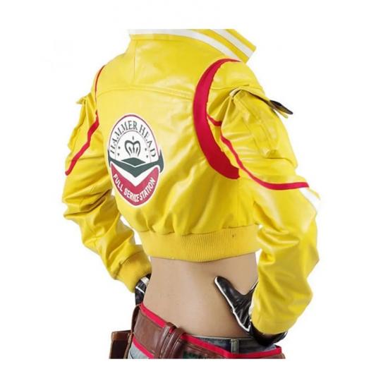 Final Fantasy 15 Cindy Yellow Leather Jacket with Hammer Head Patch