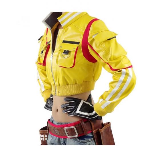 Final Fantasy 15 Cindy Yellow Leather Jacket with Hammer Head Patch