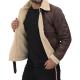 Foligno Brown Distressed Shearling Bomber Leather Jacket