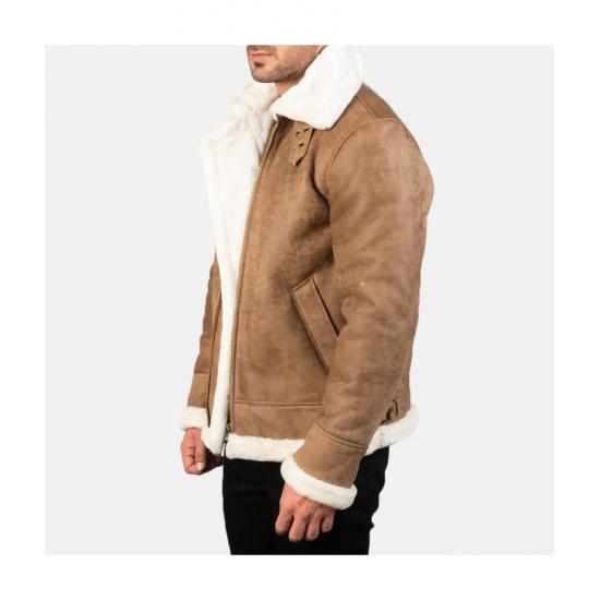 Francis Distressed Brown Leather Bomber Jacket