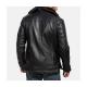 Furcliff Black Leather Coat