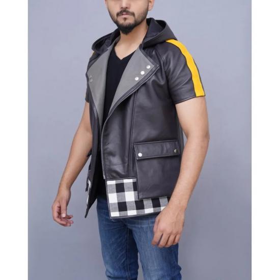 Game Inspired Kingdom Hearts III Riku Cosplay Costume Hooded Leather Jacket