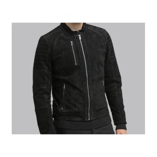 Genuine Leather Mens Black Suede Jacket