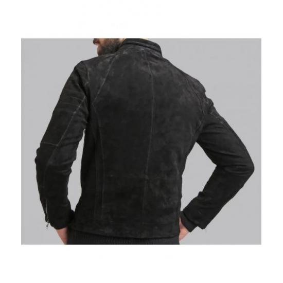 Genuine Leather Mens Black Suede Jacket