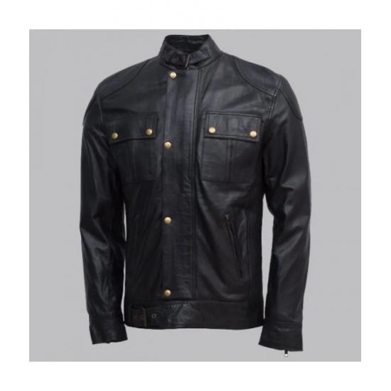 Gerard Butler Black Leather Jacket