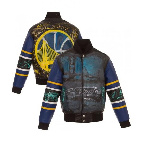 Golden State Warriors Painted Leather Jacket