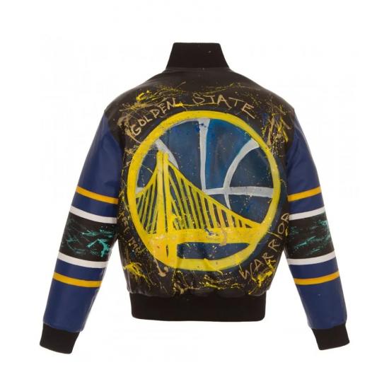 Golden State Warriors Painted Leather Jacket