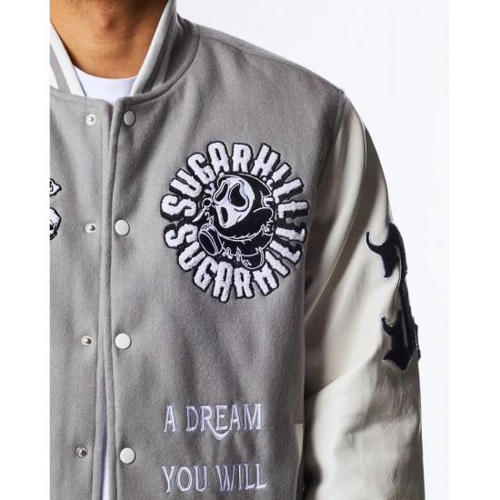 GREAT ESCAPE GREY LATTERMAN VARSITY JACKET