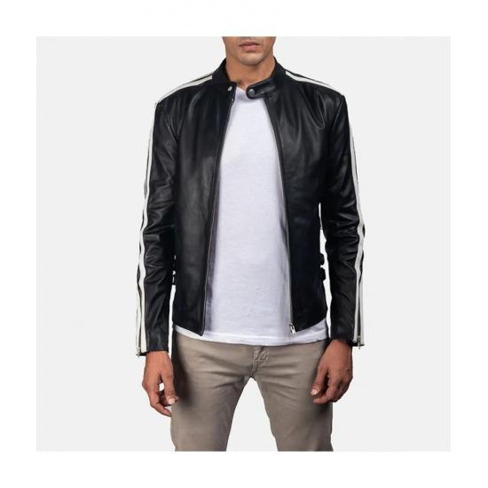 Hank Black Leather Biker Jacket